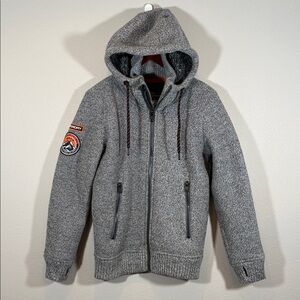 Superdry Gray Zip-Up Hooded Sweater
